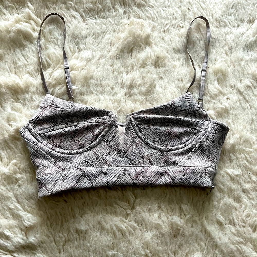 By The Way Snake Skin Bustier Bra Top- Small